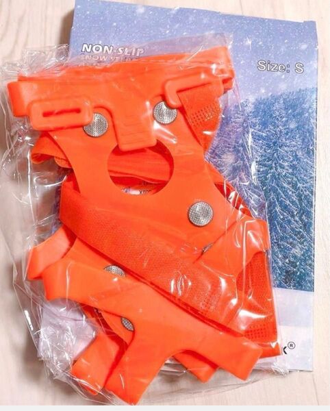 スノースパイク 登山 雪道 靴底用 滑り止め 雪 靴 アウトドア 男女兼用 スポーツ オレンジ 滑り止め 雪 ユニセックス