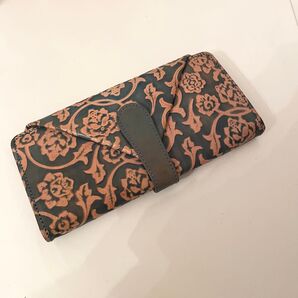 チャイハネ】山羊革細工 花柄ウォレット 長財布 ブラック