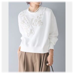 ★新品 コード刺繍裏毛スウェット/アイボリー frene