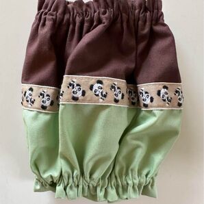 犬用スヌード★刺繍リボン(レトロパンダ)バイカラー Mサイズ ハンドメイド
