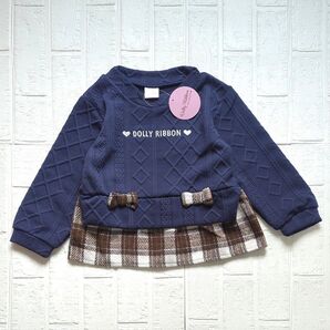 【新品】タグつき Dolly Ribbon ドーリーリボン 長袖トップス サイズ110 ネイビー