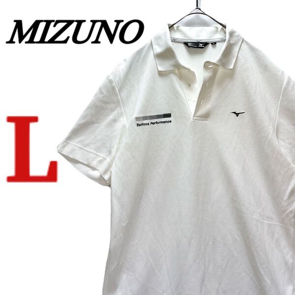 【MIZUNO】 半袖 ポロシャツ スポーツウェア ゴルフ 白 ホワイト