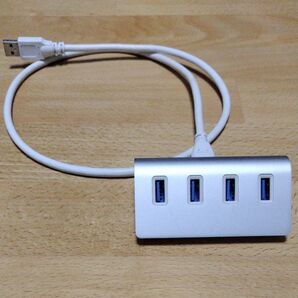 【4ポート:通電確認済み】PC パソコン 周辺機器 4ポートUSBハブ プラグ アダプターケーブル付き シルバー