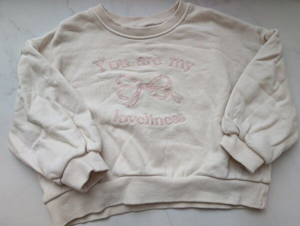 韓国子供服 ninibello リボン刺繍トレーナー