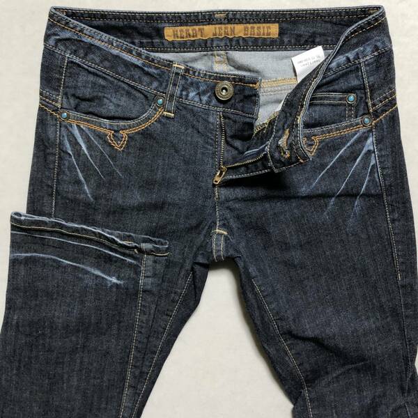 日本製 HEART JEAN ハート ジーンズ USED加工 デニム size1 美品 管理A472