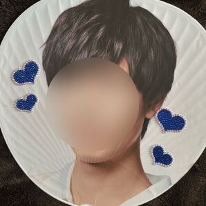 うちわデコ デコパーツ ハート 青