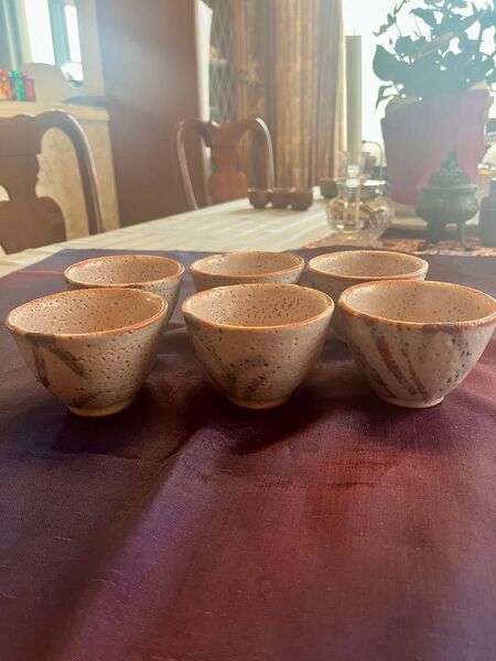 趣味の作家物の陶器 お煎茶茶碗 6脚セット 日本酒のぐい呑み、小鉢としても