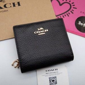 新品 COACH 折り財布 ブラック レディース