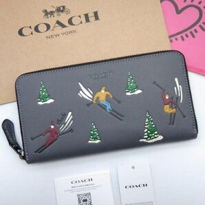 新品 COACH 長財布 スキー柄 メンズ レディース