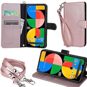 ストラップ2種付 wisers Pixel 5a 5G 手帳型 ローズゴールド