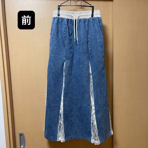 ABITOKYO 裾花柄レースデニムスカート 新品タグ付き