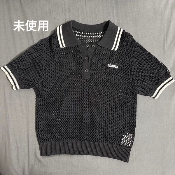 【INGNI】メッシュ半袖ポロニット M ポロシャツ 半袖 イング