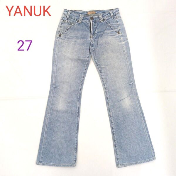 YANUK ヤヌーク レディース ブーツカットデニム ジーンズ ドットボタン 27インチ