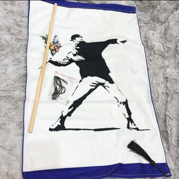 タペストリー 棒付き ( banksy-boy ) バンクシー アートポスター インテリア