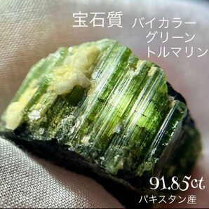 バイカラー グリーン トルマリン 91.85ct パキスタン産 原石 宝石質