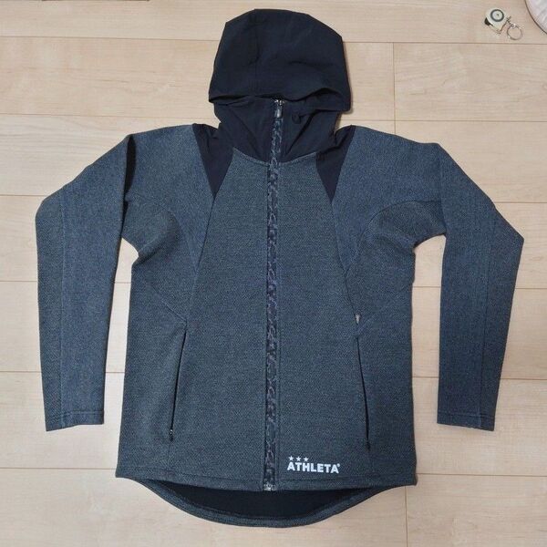 ATHLETA O-Rei アスレタ オーヘイ Mサイズ 黒 ブラック グレー ボンディングスウェットパーカー REI-1056