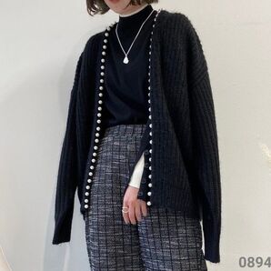 現行品 ROSIEE ロージー パール フェザー カーディガン シャギー