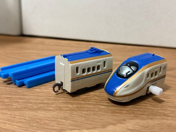【カプセルプラレール】W7系 新幹線かがやき ゼンマイ車 中間車 25周年 鉄橋