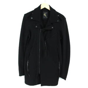 [ super high class ]kiryuyrik wool double rider's jacket long S black black Zip up coat drill .u drill .u