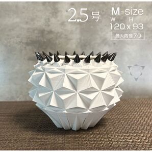 3Dプリンター鉢 K12 錐STUDS_02 M 2.5号 作家鉢 植木鉢