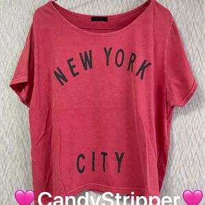 CandyStripper キャンスパ ダメージ加工 ショート丈Tシャツ NEW YORK CITY サイズ2