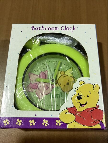 ディズニー くまのプーさん バスルーム時計 掛け時計 黄緑色 未使用 中国製