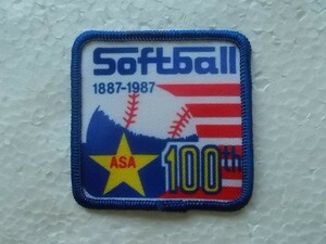 SoftBal ソフトボール 100th ASA 野球 ロゴ プリント ワッペン/ メジャーリーグ ベースボール USA ビンテージ 307