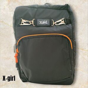 X-girl エックスガール リュック バックパック 金具BOX SHAPED BACKPACK ブラック オレンジ