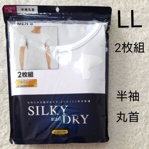 新品未開封 SILKY and DRY メンズ インナー 半袖 丸首 LL 2枚組 肌着 下着 紳士 インナー 白 1年中快適