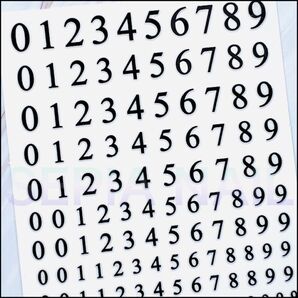 ネイルシール ステッカー 数字 大小 ブラック【C301B】