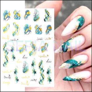 ネイルシール ステッカー マーブル 大理石調& ゴールド【YB004】