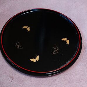 丸盆 漆器 赤黒両面あり リバーシブル