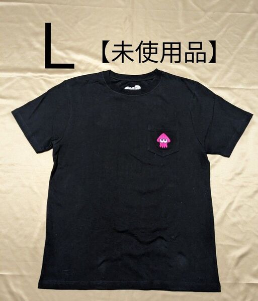 【未使用品・L】Splatoon 2●バックプリントTシャツ ●胸ポケット付●黒