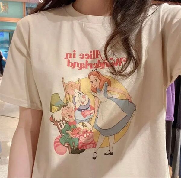 不思議の国のアリス プリントTシャツ 半袖 ディズニー好き方