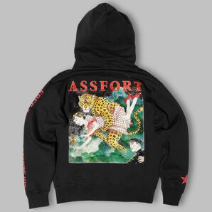 新品 未使用★M★ASSFORT★FUUDOBRAIN★丸尾末広 コラボ★スウェット パーカー★ブラック★ハードコア パンク★黒