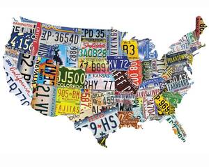 USA license plate jigsaw puzzle american 1000 piece finished width 78cm super USA number plate Map Puzzles 1000pc car bike 