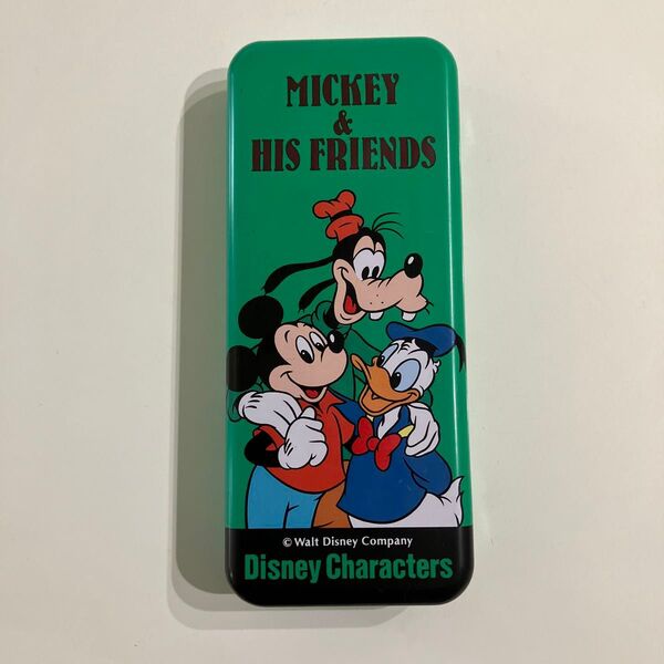 昭和レトロ ミッキーマウス 缶ペンケース 当時物 MICKEY&HIS FRIENDS 文房具