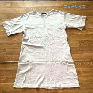 半袖膝丈ワンピース フリーサイズ 生成色
