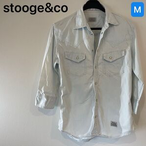 【美品・送料無料】 stooge&co デニムシャツ コーデ 春 7分袖 七分袖