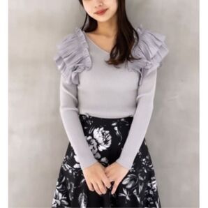 rienda ダブルフリル ニット トップス