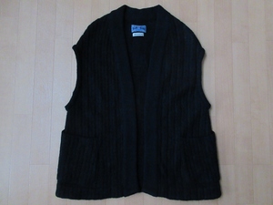  made in Japan BLUEBLUE wool flax mixing button none knitted . -stroke S~M rank b lube Roo sleeveless sweater wool hemp hanten padded kimono indigo 