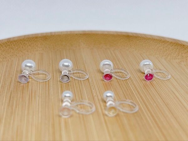 【575】樹脂パールノンホールピアス3ペア アレルギー対応イヤリング リバーシブル シンプル一粒デザイン パール両面 オケージョン