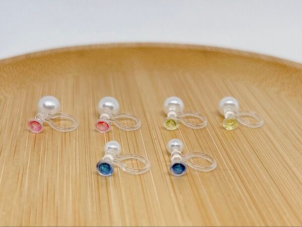 【574】樹脂パールノンホールピアス3ペア アレルギー対応イヤリング リバーシブル シンプル一粒デザイン パール両面 オケージョン