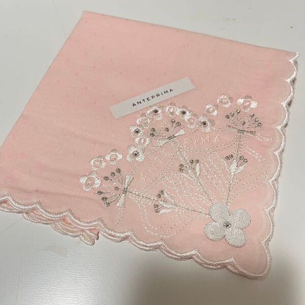 ANTEPRIMA刺繍入りハンカチ アンテプリマ ピンク ドット レディース