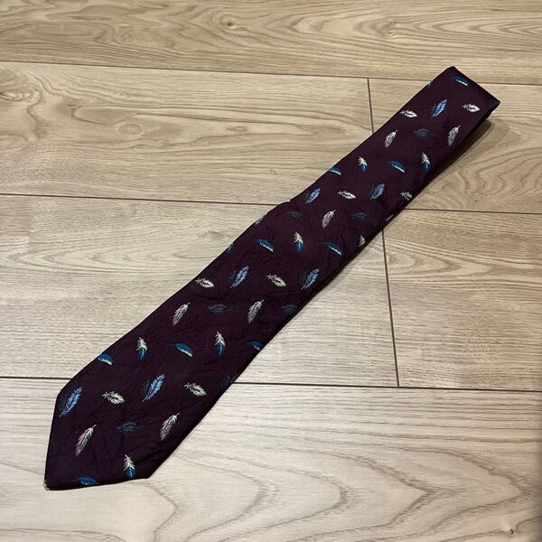 paul smith ポールスミス フェザー柄ネクタイ ボルドー