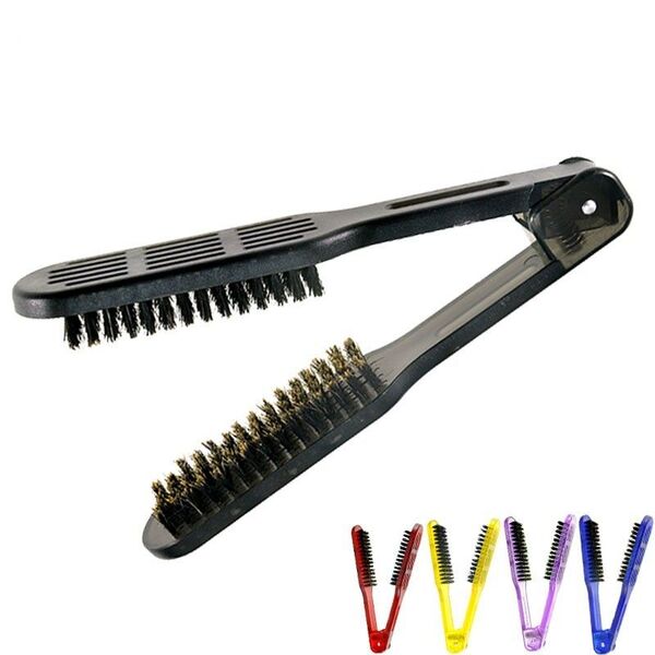 1366 ヘアツインブラシ ストレートヘア 両面ブラシ スタイリング 簡単 ブロー くし ブラック
