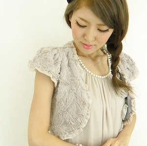  fake fur bolero ( sombreness gray ju) tag equipped 