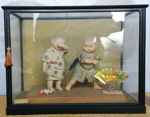 初代　西頭哲三郎　博多人形　無形文化財保持者　伝統工芸士　卓越技能保持者 「いぢめっ子」1970年代　箱付　美品　子供の日