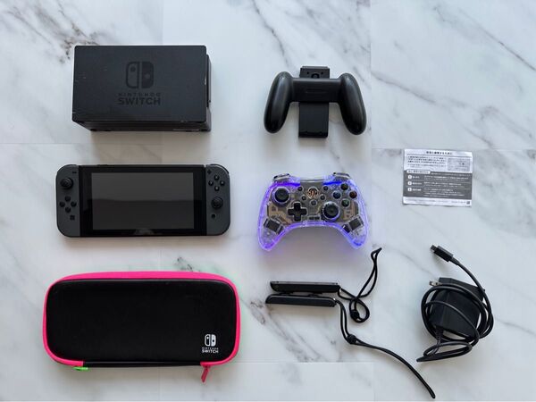 任天堂 Switch バッテリー強化版 ブラック 本体 純正ケース、プロコン付き