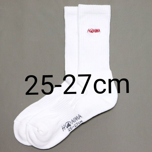 HONMA GOLF メンズ 刺繍ロゴ リブソックス(白) 25-27cm ※42※1412